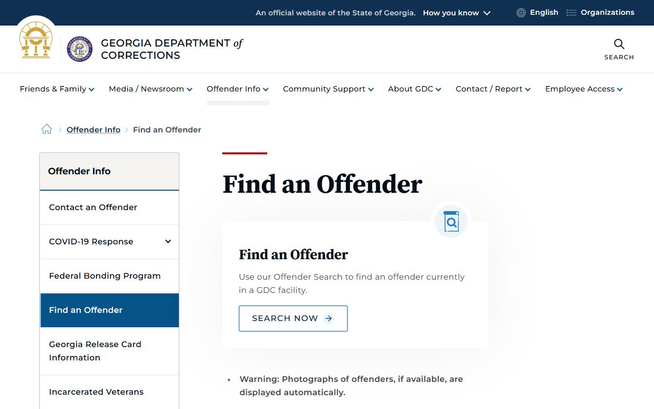 Schley County inmate records GDC Find an Offender page